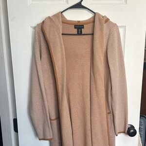 Adrienne Vittadini Tan Hooded Cardigan